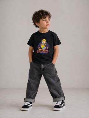 Vintage 2001 Bob the Builder Kids Black Graphic T-Shirt Y2K Size 5